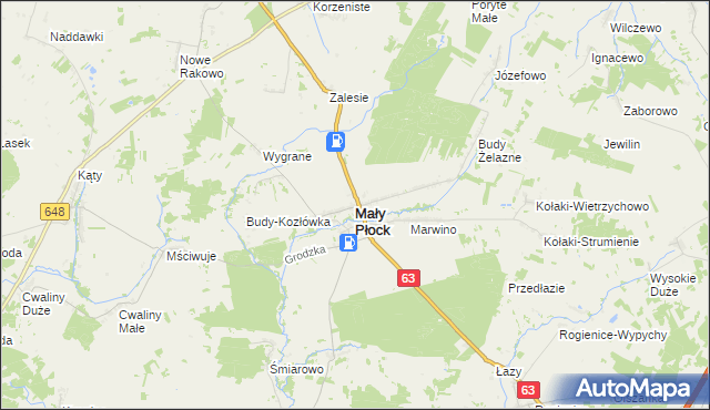 mapa Mały Płock, Mały Płock na mapie Targeo