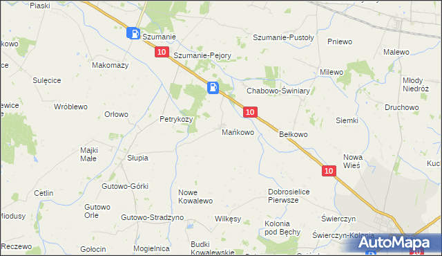 mapa Mańkowo gmina Zawidz, Mańkowo gmina Zawidz na mapie Targeo