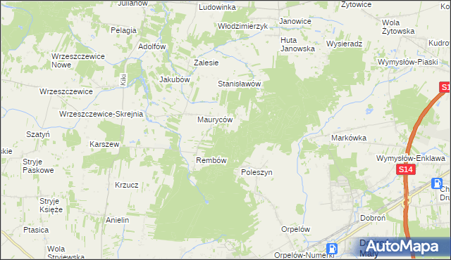 mapa Marianów gmina Wodzierady, Marianów gmina Wodzierady na mapie Targeo