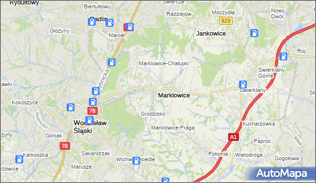 mapa Marklowice, Marklowice na mapie Targeo