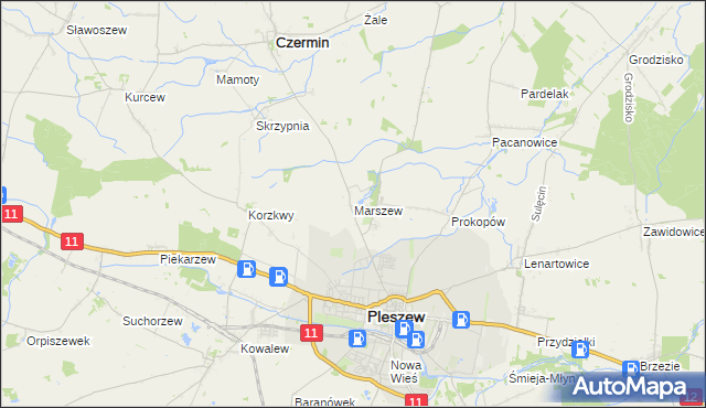 mapa Marszew gmina Pleszew, Marszew gmina Pleszew na mapie Targeo