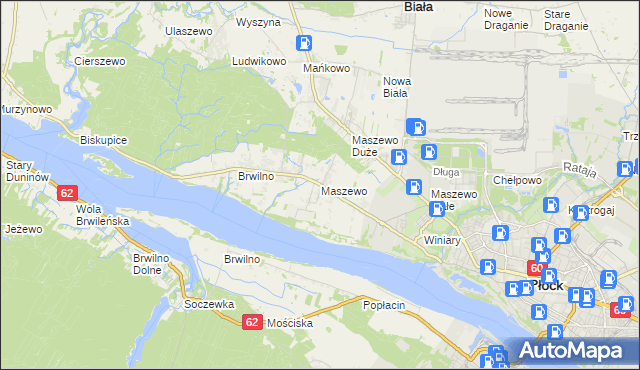 mapa Maszewo gmina Stara Biała, Maszewo gmina Stara Biała na mapie Targeo