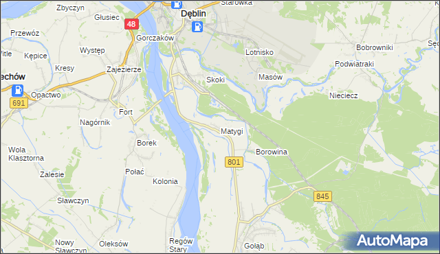 mapa Matygi, Matygi na mapie Targeo