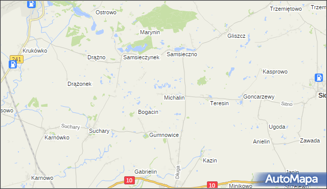 mapa Michalin gmina Nakło nad Notecią, Michalin gmina Nakło nad Notecią na mapie Targeo