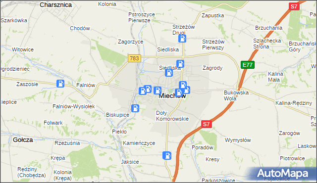 mapa Miechów, Miechów na mapie Targeo