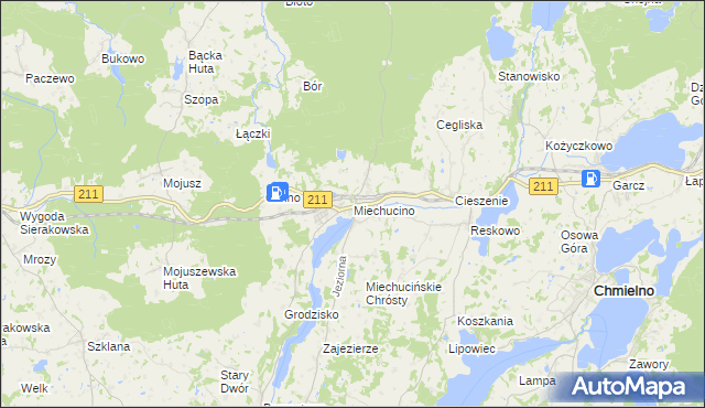 mapa Miechucino, Miechucino na mapie Targeo