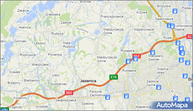 mapa Międzyrzecze Górne, Międzyrzecze Górne na mapie Targeo