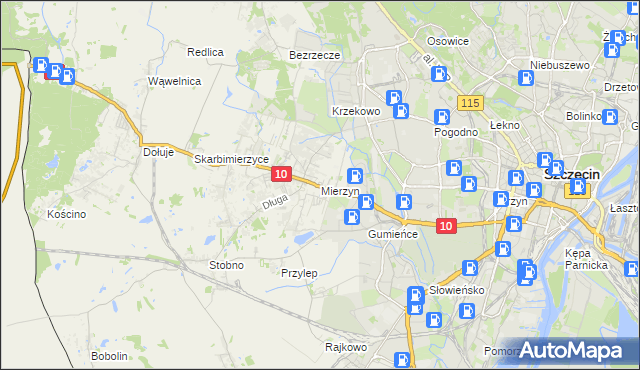 mapa Mierzyn gmina Dobra (Szczecińska), Mierzyn gmina Dobra (Szczecińska) na mapie Targeo