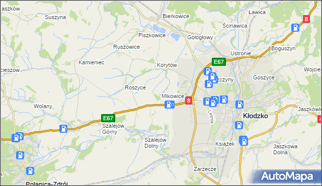 mapa Mikowice gmina Kłodzko, Mikowice gmina Kłodzko na mapie Targeo