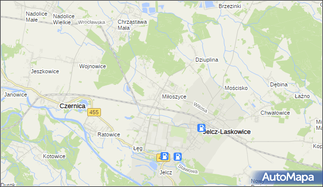 mapa Miłoszyce, Miłoszyce na mapie Targeo