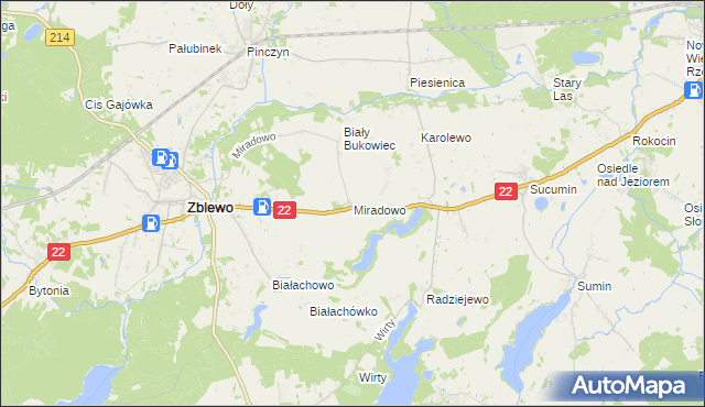 mapa Miradowo, Miradowo na mapie Targeo