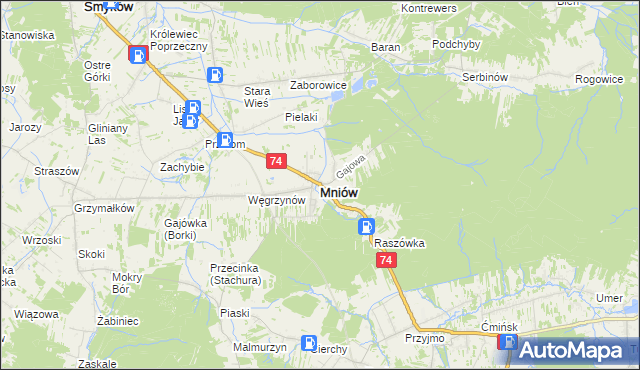 mapa Mniów, Mniów na mapie Targeo