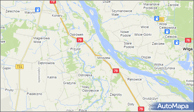 mapa Mniszew gmina Magnuszew, Mniszew gmina Magnuszew na mapie Targeo