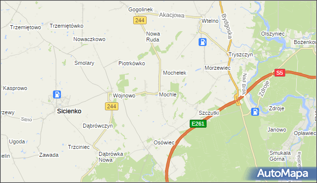 mapa Mochle, Mochle na mapie Targeo