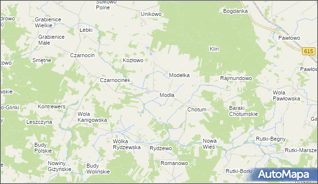 mapa Modła gmina Ciechanów, Modła gmina Ciechanów na mapie Targeo