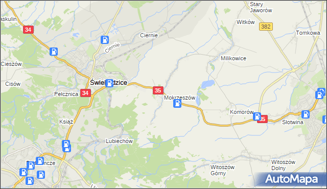 mapa Mokrzeszów, Mokrzeszów na mapie Targeo