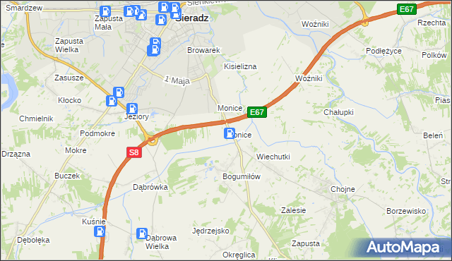 mapa Monice, Monice na mapie Targeo