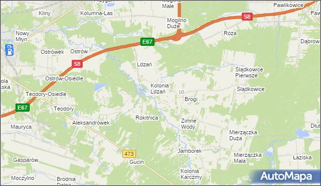 mapa Morgi gmina Dobroń, Morgi gmina Dobroń na mapie Targeo