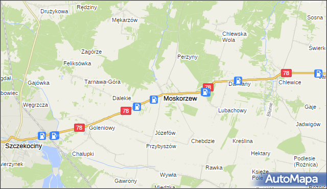 mapa Moskorzew, Moskorzew na mapie Targeo