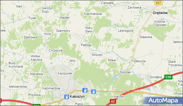 mapa Mroczki gmina Kałuszyn, Mroczki gmina Kałuszyn na mapie Targeo