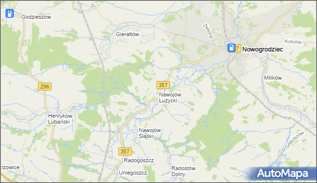 mapa Nawojów Łużycki, Nawojów Łużycki na mapie Targeo