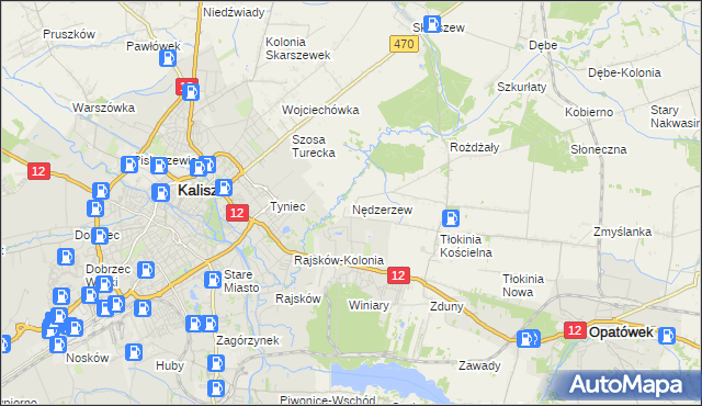 mapa Nędzerzew gmina Opatówek, Nędzerzew gmina Opatówek na mapie Targeo