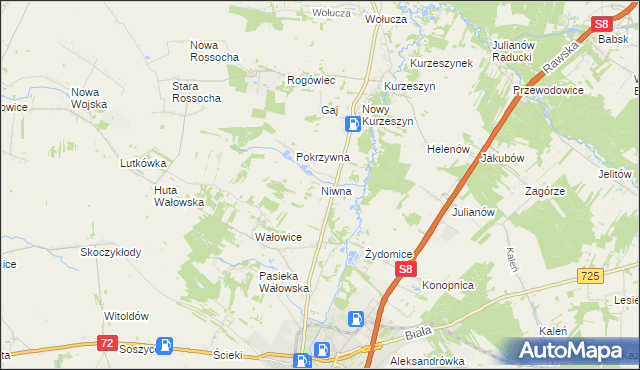 mapa Niwna, Niwna na mapie Targeo