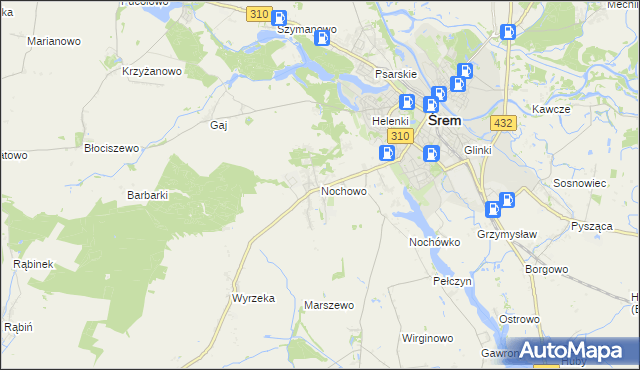 mapa Nochowo, Nochowo na mapie Targeo