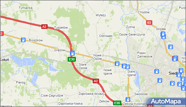 mapa Nowe Opole, Nowe Opole na mapie Targeo