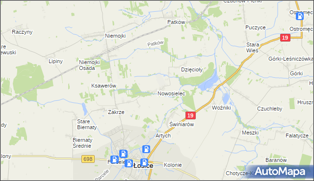 mapa Nowosielec gmina Łosice, Nowosielec gmina Łosice na mapie Targeo