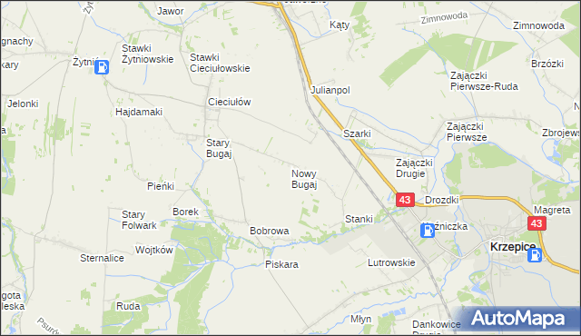 mapa Nowy Bugaj, Nowy Bugaj na mapie Targeo