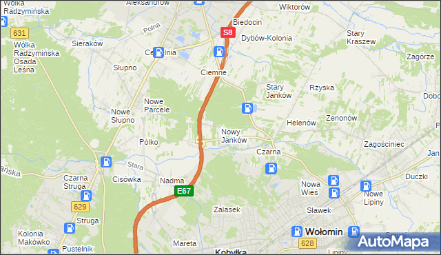mapa Nowy Janków, Nowy Janków na mapie Targeo