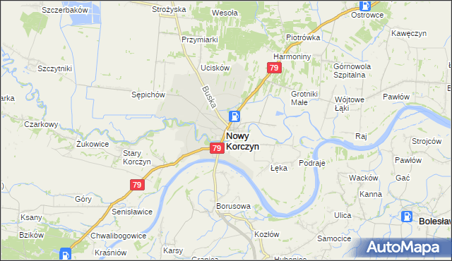 mapa Nowy Korczyn, Nowy Korczyn na mapie Targeo