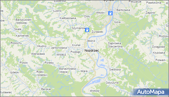mapa Nozdrzec, Nozdrzec na mapie Targeo