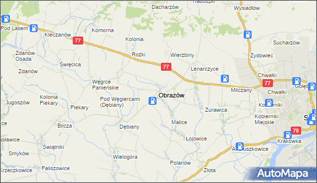 mapa Obrazów, Obrazów na mapie Targeo