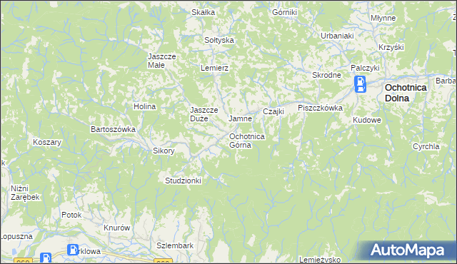 mapa Ochotnica Górna, Ochotnica Górna na mapie Targeo