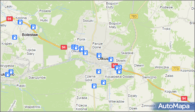 mapa Olkusz, Olkusz na mapie Targeo