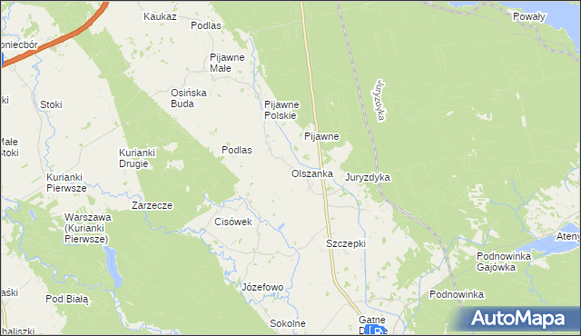 mapa Olszanka gmina Nowinka, Olszanka gmina Nowinka na mapie Targeo