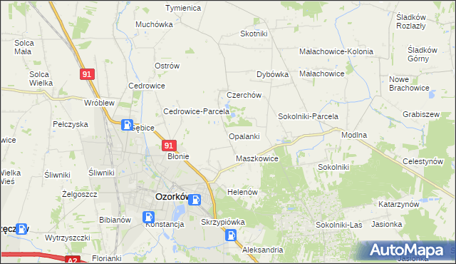 mapa Opalanki gmina Ozorków, Opalanki gmina Ozorków na mapie Targeo