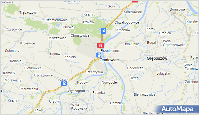 mapa Opatowiec powiat kazimierski, Opatowiec powiat kazimierski na mapie Targeo