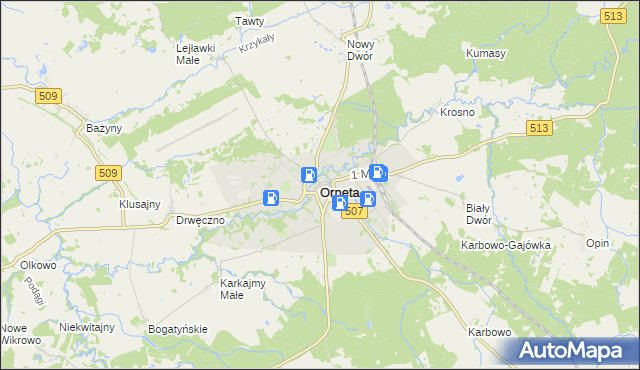 mapa Orneta powiat lidzbarski, Orneta powiat lidzbarski na mapie Targeo