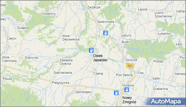 mapa Osiek Jasielski, Osiek Jasielski na mapie Targeo