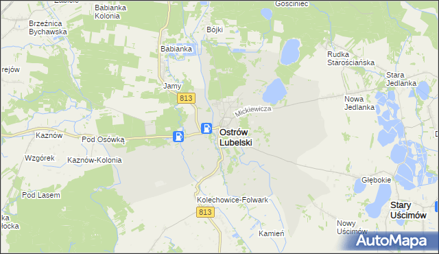 mapa Ostrów Lubelski, Ostrów Lubelski na mapie Targeo