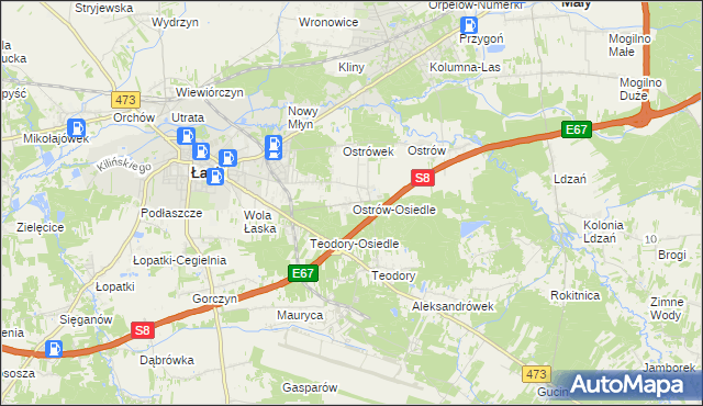 mapa Ostrów-Osiedle, Ostrów-Osiedle na mapie Targeo