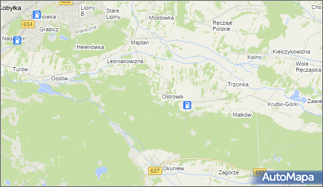 mapa Ostrowik gmina Poświętne, Ostrowik gmina Poświętne na mapie Targeo