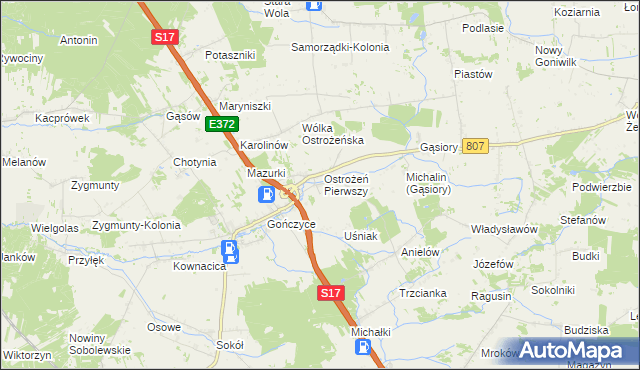 mapa Ostrożeń Drugi, Ostrożeń Drugi na mapie Targeo