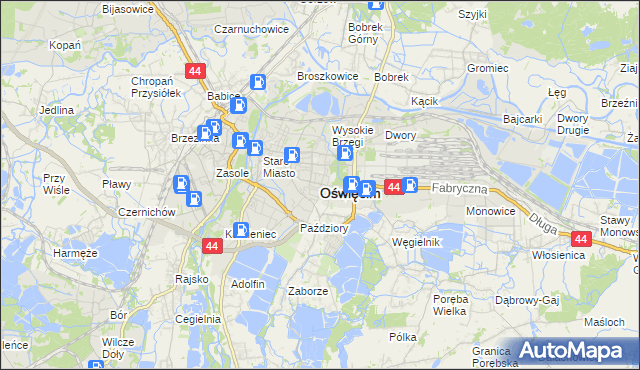 mapa Oświęcimia, Oświęcim na mapie Targeo