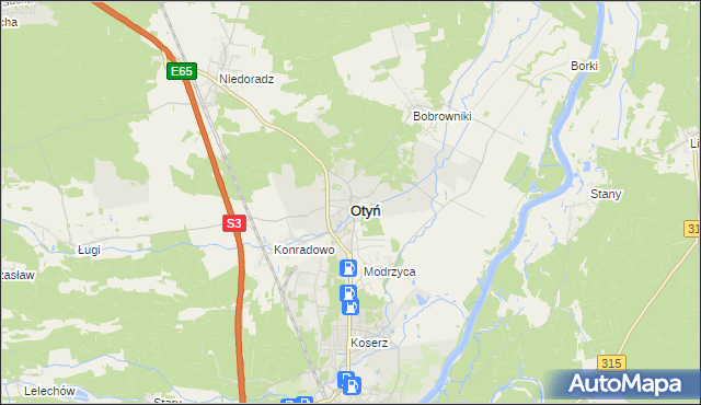 mapa Otyń, Otyń na mapie Targeo