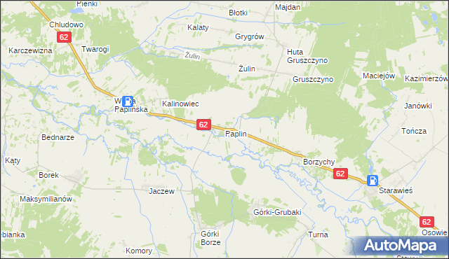mapa Paplin gmina Korytnica, Paplin gmina Korytnica na mapie Targeo
