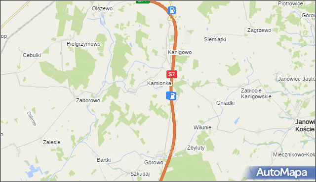 mapa Pawliki gmina Nidzica, Pawliki gmina Nidzica na mapie Targeo